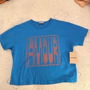 MOTHER Bright Blue 'AMOUR' Graphic tee